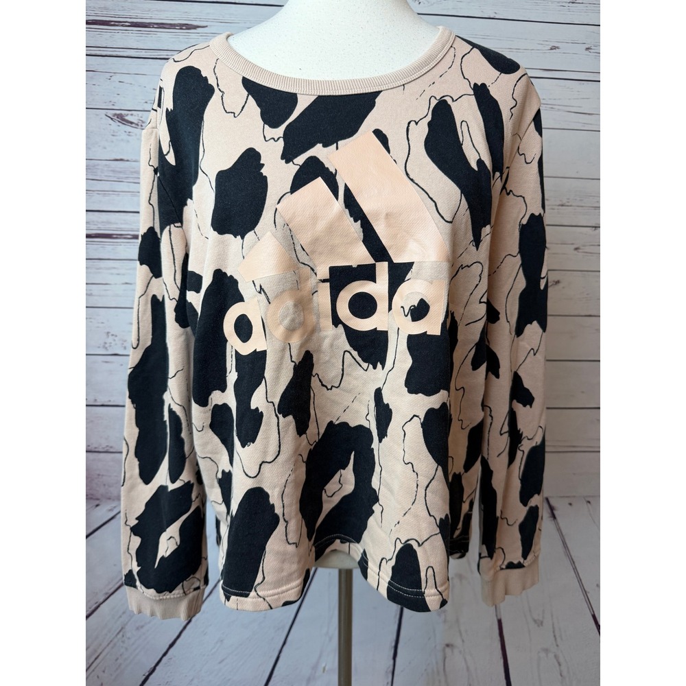 Adidas x Zoe Saldana Sweatshirt Large Leopard AOP GL6377 Pullover Animal Print